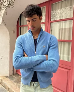 Nude Project Shady Zip-Up Knit Cardigan Blue Outlet