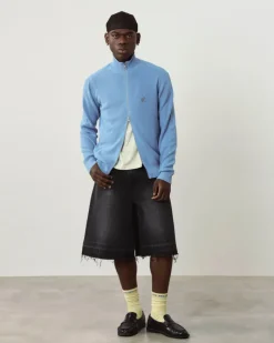 Nude Project Shady Zip-Up Knit Cardigan Blue Outlet