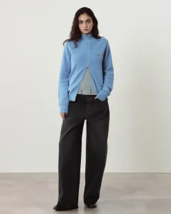 Nude Project Shady Zip-Up Knit Cardigan Blue Outlet