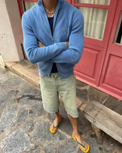 Nude Project Shady Zip-Up Knit Cardigan Blue Outlet