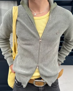 Nude Project Shady Zip-Up Knit Cardigan Green Sale