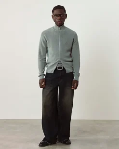 Nude Project Shady Zip-Up Knit Cardigan Green Sale