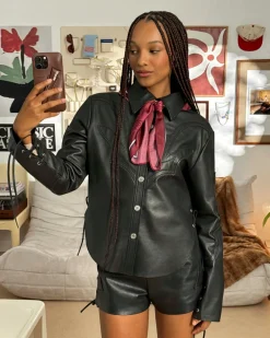 Nude Project Sophisticated Cowgirl Leather Shirt Outlet