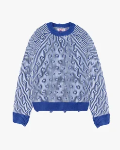 Nude Project Sour Cable Knit Sweater Blue New