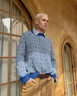 Nude Project Sour Cable Knit Sweater Blue New