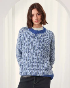 Nude Project Sour Cable Knit Sweater Blue New