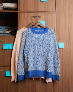Nude Project Sour Cable Knit Sweater Blue New
