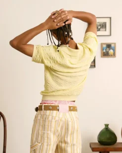 Nude Project Structure Knit Polo Yellow Sale