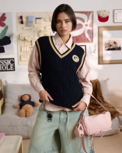 Nude Project Sunday Knit Vest Blue Clearance