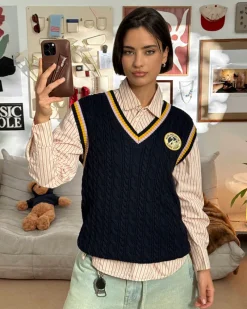 Nude Project Sunday Knit Vest Blue Clearance