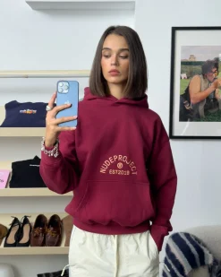 Nude Project Swans Hoodie Burgundy Hot