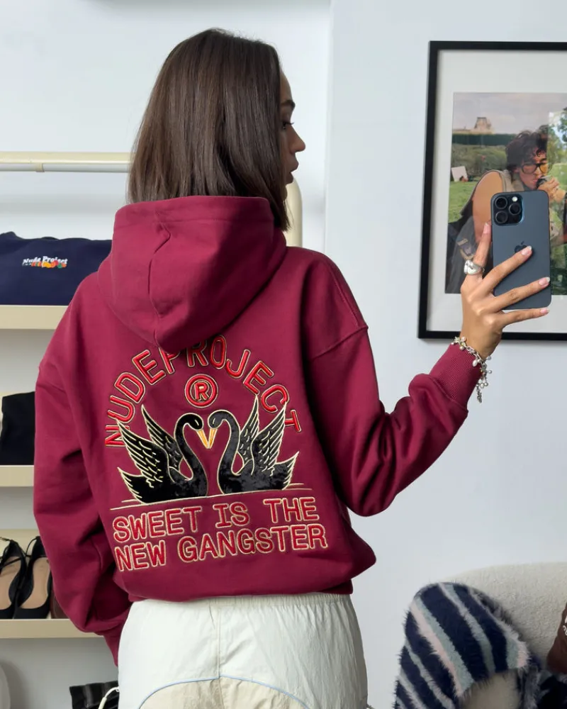 Nude Project Swans Hoodie Burgundy Hot
