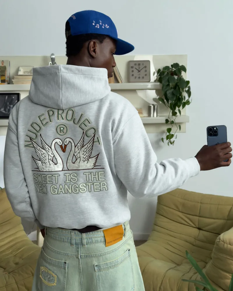 Nude Project Swans Hoodie Grey Melange Discount