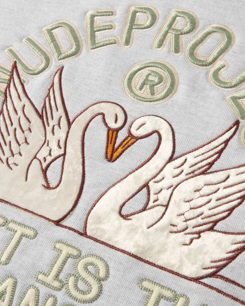 Nude Project Swans Hoodie Grey Melange Discount