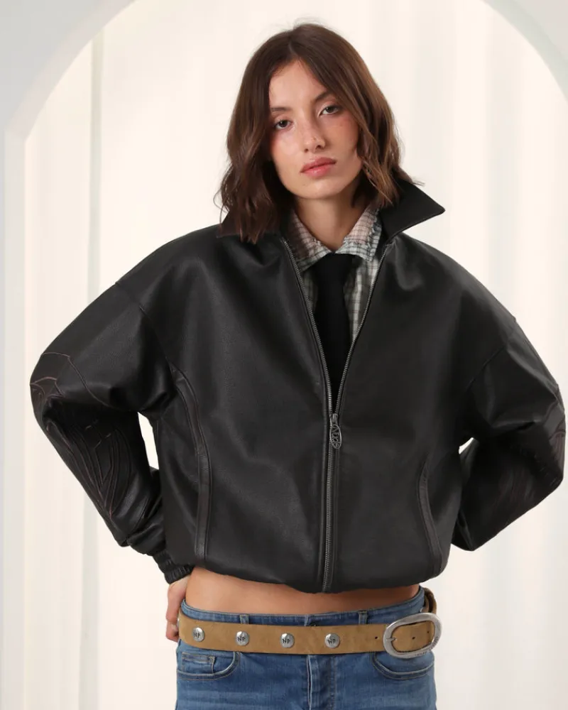 Nude Project "The" Leather Jacket Brown Clearance