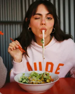 Nude Project Varsity Cropped Hoodie Pink Sale