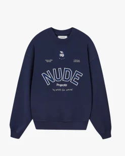 Nude Project Varsity Sweatshirt Navy New