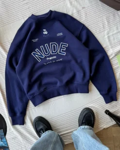 Nude Project Varsity Sweatshirt Navy New