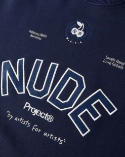 Nude Project Varsity Sweatshirt Navy New