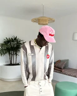 Nude Project Vizcaya Football Polo Knit Grey Clearance