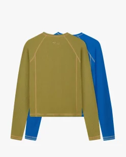 Nude Project Waffle Long-Sleeve Tee 2 Pack Green/Blue Best