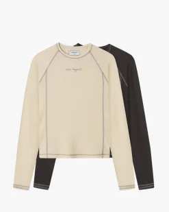 Nude Project Waffle Long-Sleeve Tee 2 Pack Marshmallow/Black Outlet