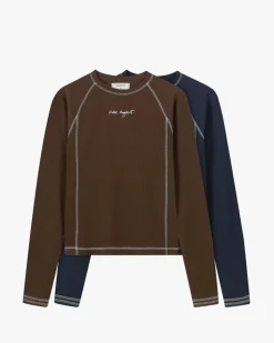 Nude Project Waffle Long-Sleeve Tee 2 Pack Cocoa/Navy Sale