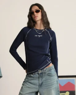 Nude Project Waffle Long-Sleeve Tee 2 Pack Cocoa/Navy Sale