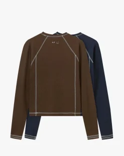 Nude Project Waffle Long-Sleeve Tee 2 Pack Cocoa/Navy Sale