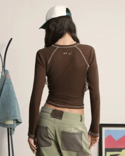 Nude Project Waffle Long-Sleeve Tee 2 Pack Cocoa/Navy Sale