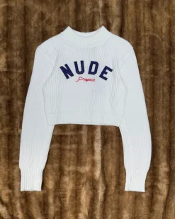 Nude Project Wifey Knit Cropped Sweater White Outlet