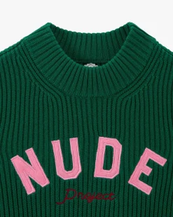 Nude Project Wifey Knit Cropped Sweater Green Hot