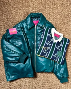 Nude Project World Cup Leather Bomber Jacket Outlet