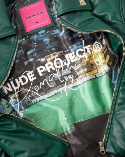 Nude Project World Cup Leather Bomber Jacket Outlet