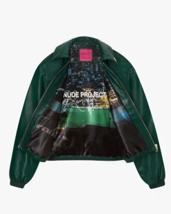 Nude Project World Cup Leather Bomber Jacket Outlet