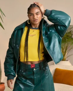 Nude Project World Cup Leather Bomber Jacket Outlet